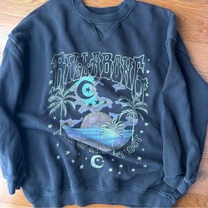Billabong Black Pullover Sweatshirt with Tropical Moon Graphic